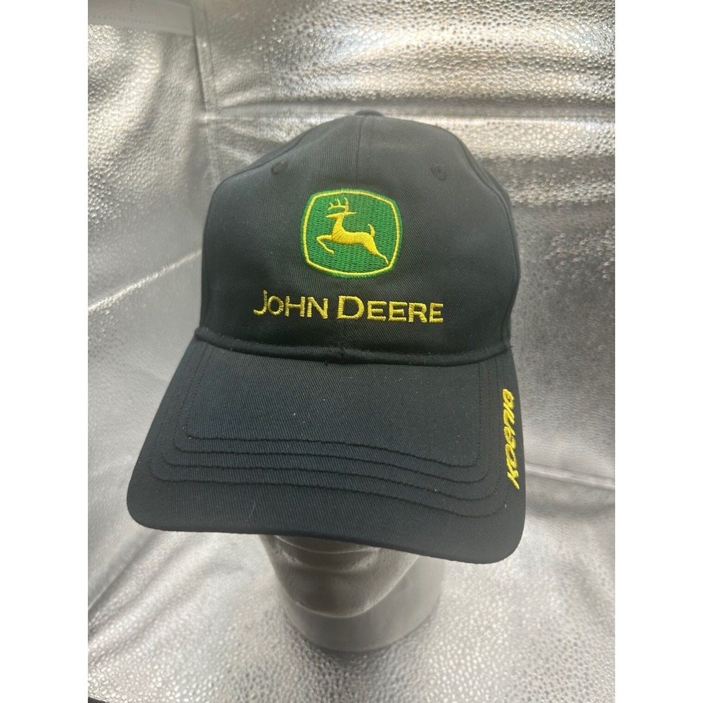 John Deere Hat Mens Black Koenig Embroidered Logo Snapback Baseball Cap